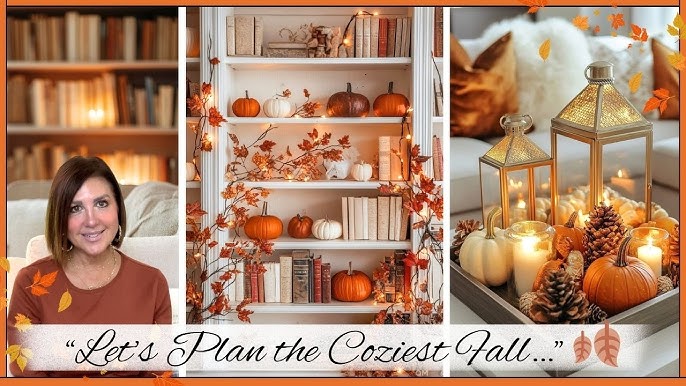A Seasonal Shelf Decorated for Fall