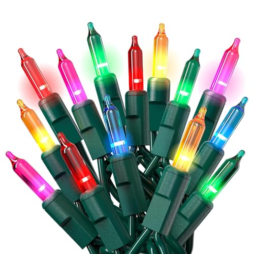 Decorating a Christmas Tree With Colored Lights