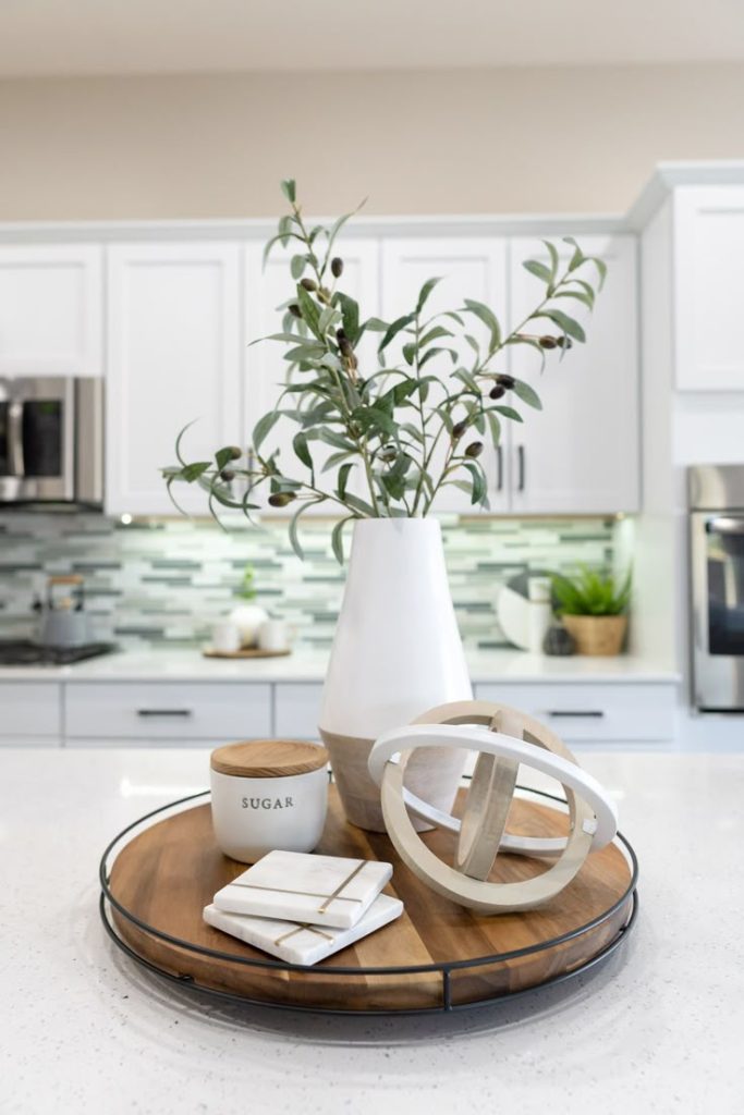 How to Decorate a Tray on a Kitchen Island