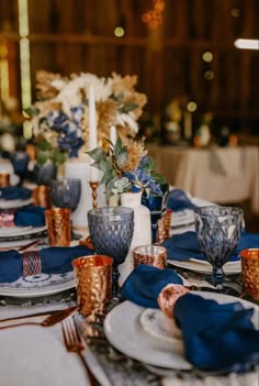 How to Decorate Your Dining Table With Copper And Blue