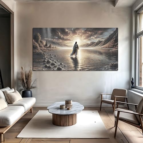 Jesus Walking on Water Framed Canvas Wall Decor
