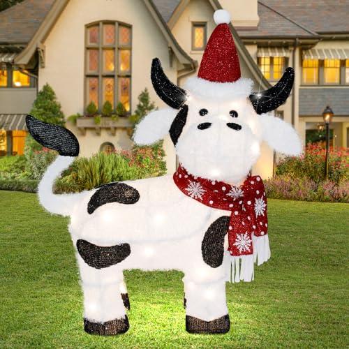 Light Up Christmas Cow Lawn Decoration