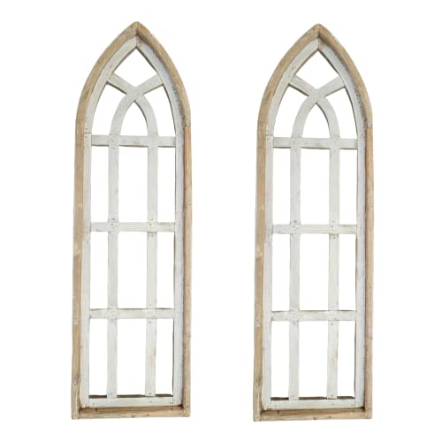 Whitewash Cathedral Window Wood Wall Decor